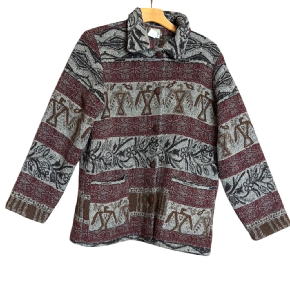 Vintage Territory Ahead Aztec print blanket shirt / jacket Wool blend Large